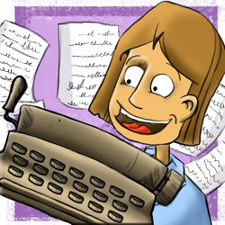 ילד ומכונת כתיבה